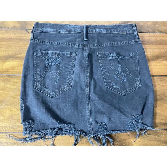 MOTHER SUPERIOR THE VAGABOND MINI FRAY DENIM SHIRT BLACK SIZE 26 - Picture 3 of 10